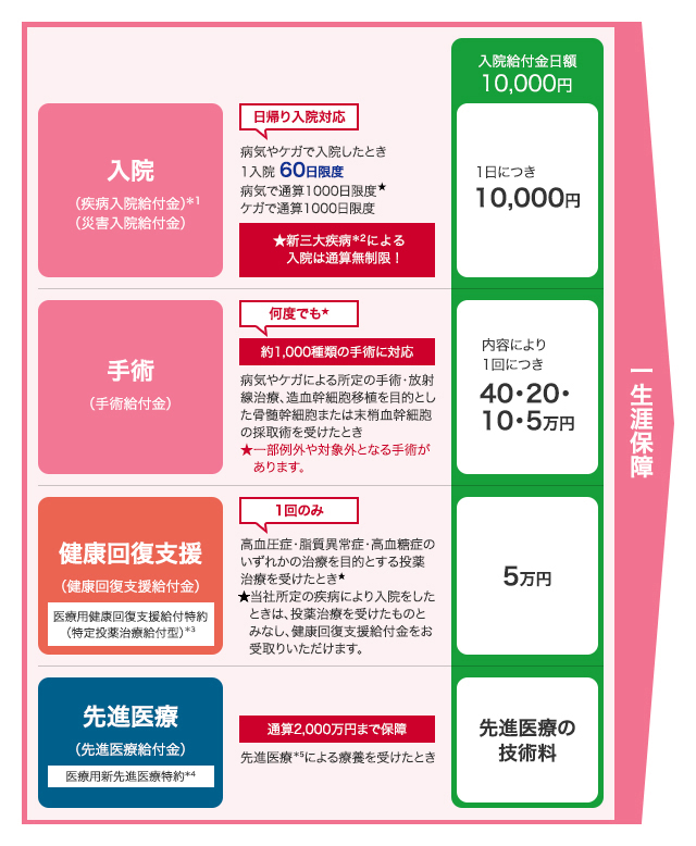 健康をサポートする医療保険 健康のお守り 保障内容